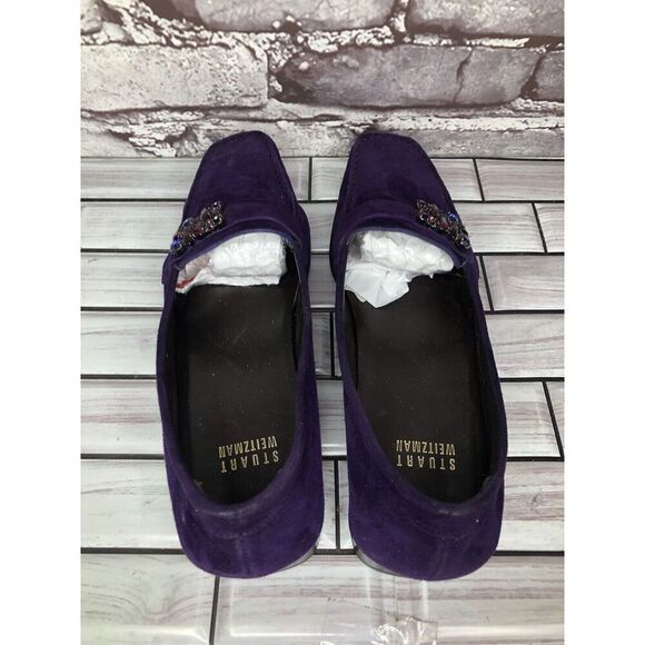 Stuart Weitzman Purple Suede Leather Rhinestone Pump Shoes Women Sz 8M US/38.5EU - Picture 13 of 16